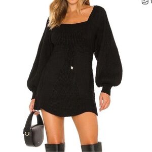 Free People Black Knit cut out Mini Dress